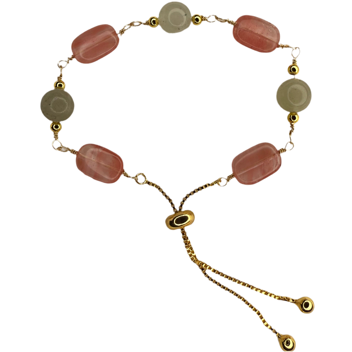 Harmony in Bloom – Rose Quartz & Green Jade Bracelet