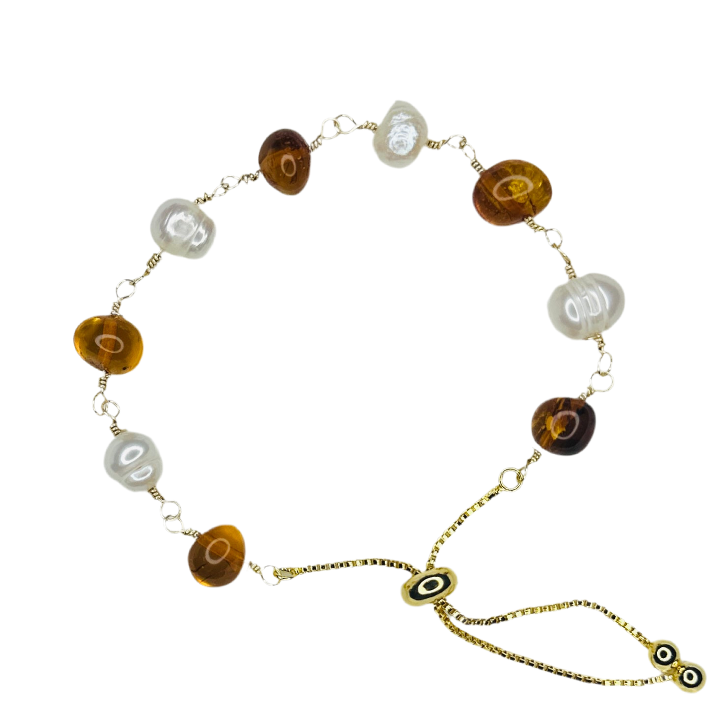 Golden Glow Baltic Amber & Pearl Elegance