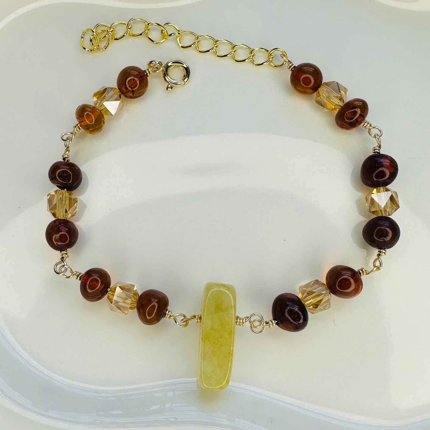 Amber & Morganite Protection Bracelet