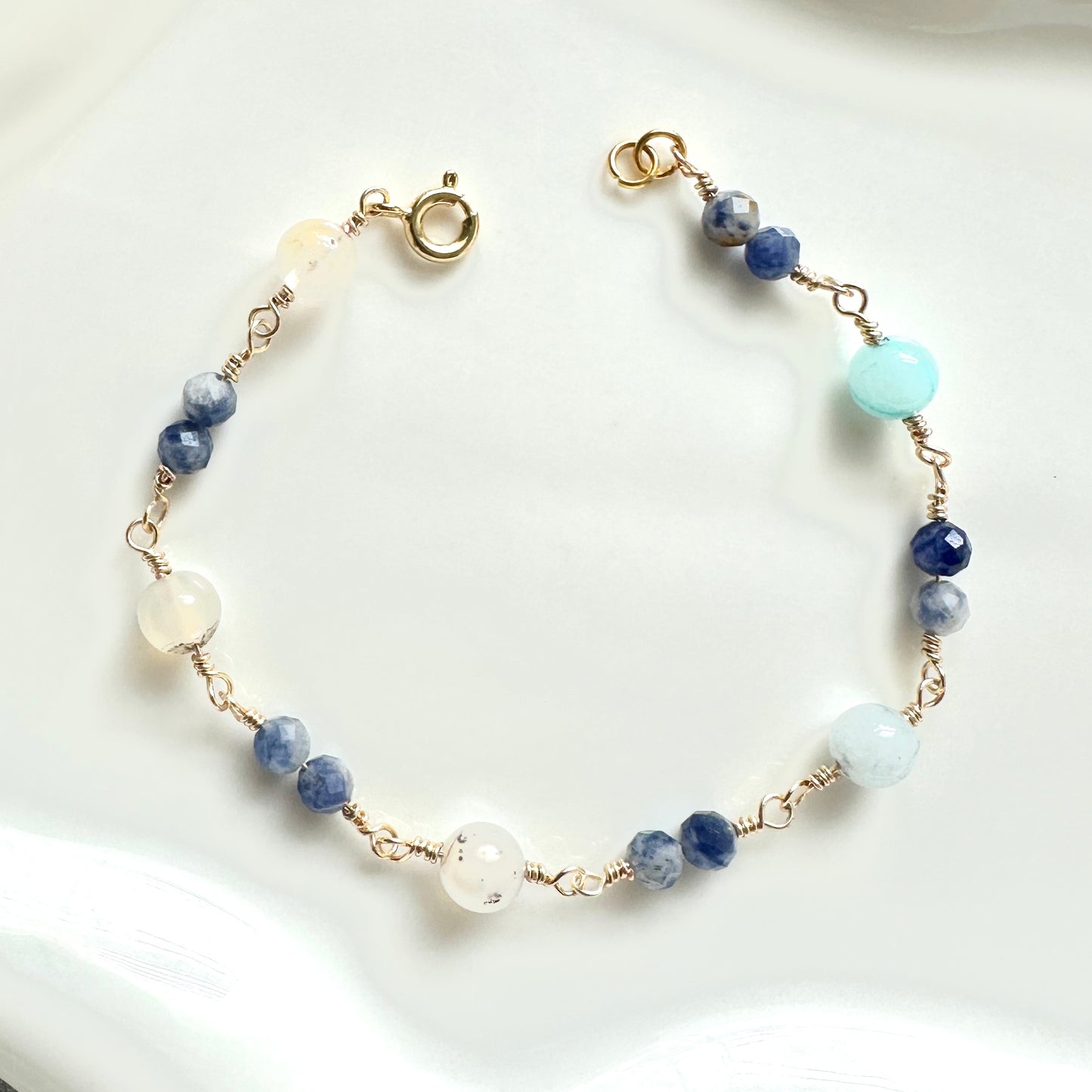Coastal Drift – Blue Jasper & Jade Bracelet