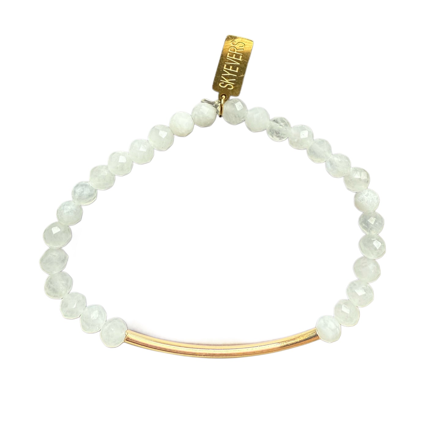 White Jade Bracelet with 18K Gold-Plated Bar