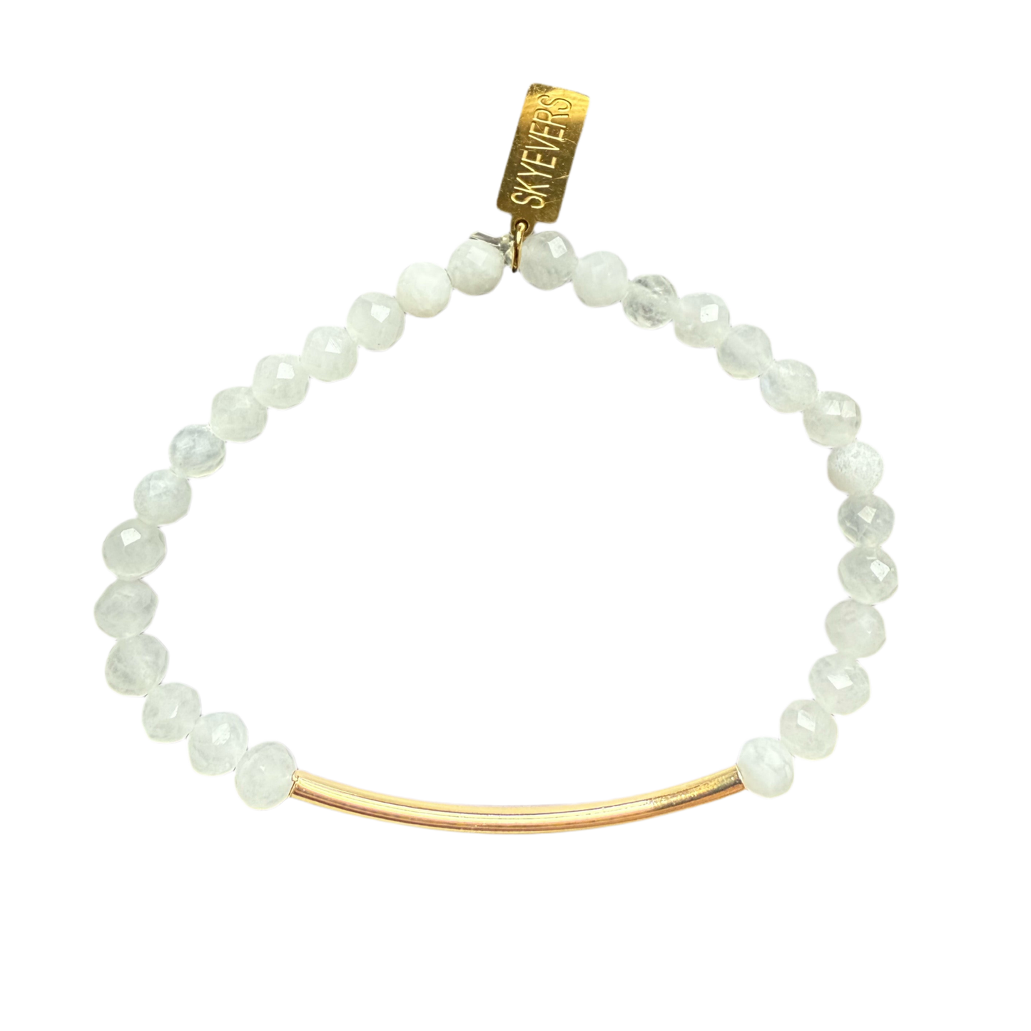 White Jade Bracelet with 18K Gold-Plated Bar