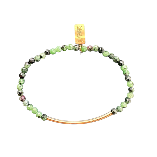 Ruby Zoisite Gold Bar Bracelet