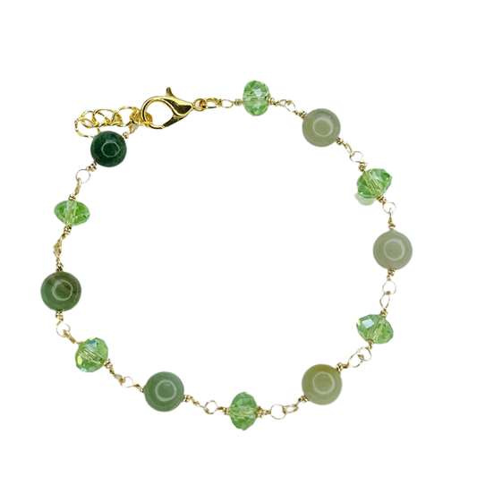 Green Jade & Crystal Harmony Bracelet