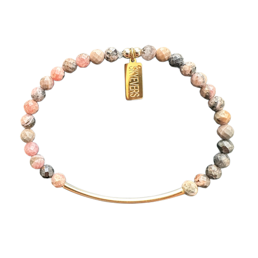 Rhodonite Gold Bar Bracelet